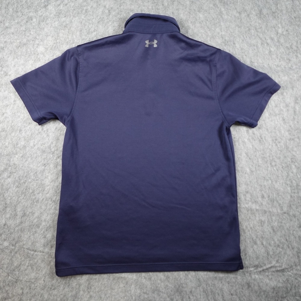 Under Armour Polo Shirt Mens Medium Blue Tech Golf HeatGear Loose Short Sleeve - Picture 10 of 16